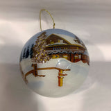 Custom Glass Ornament Winter Lodge