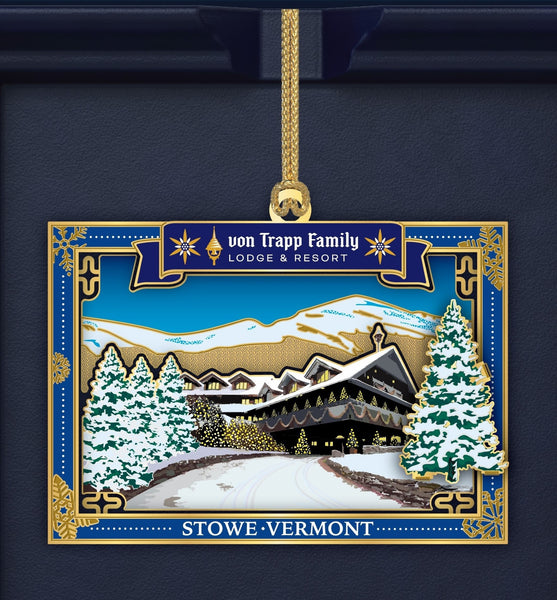 Custom von Trapp Family Ornament with Winter Scene in Blue Box