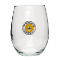 Pewter Medallion Stemless Wine Glass