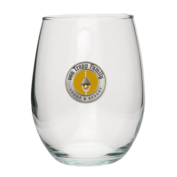 Pewter Medallion Stemless Wine Glass
