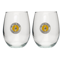 Pewter Medallion Stemless Wine Glass