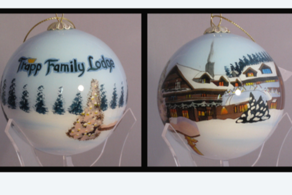 Custom Glass Ornament Winter Lodge