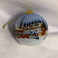 Custom Glass Ornament Winter Lodge